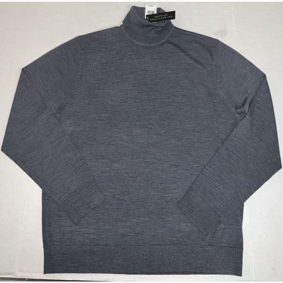Mens Store Bloomingdales 3342M Sz XL Med Gray Merino Wool Turtleneck Sweater $19 - Picture 2 of 10